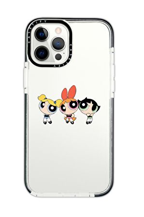 iPhone 11 Pro Casetify Powepuff Girls Desenli Anti Shock Premium Silikonlu Siyah Kenar Detaylı Telefon Kılıfı