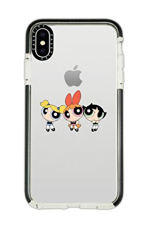 iPhone X Casetify Powepuff Girls Desenli Anti Shock Premium Silikonlu Siyah Kenar Detaylı Telefon Kılıfı