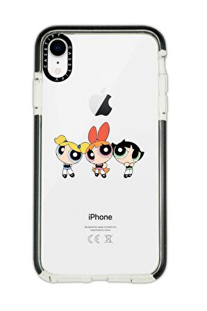 iPhone XR Casetify Powepuff Girls Desenli Anti Shock Premium Silikonlu Siyah Kenar Detaylı Telefon Kılıfı