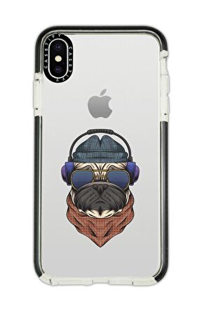 iPhone X Casetify Pug Desenli Anti Shock Premium Silikonlu Siyah Kenar Detaylı Telefon Kılıfı