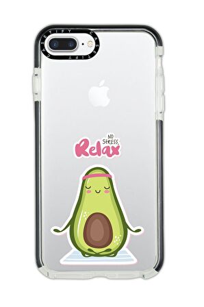 iPhone 8 Plus Casetify Relax Desenli Anti Shock Premium Silikonlu Siyah Kenar Detaylı Telefon Kılıfı