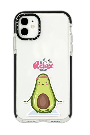 iPhone 12 Casetify Relax Desenli Anti Shock Premium Silikonlu Siyah Kenar Detaylı Telefon Kılıfı