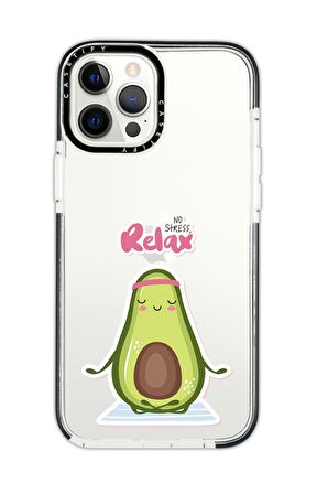 iPhone 12 Pro Max Casetify Relax Desenli Anti Shock Premium Silikonlu Siyah Kenar Detaylı Telefon Kılıfı