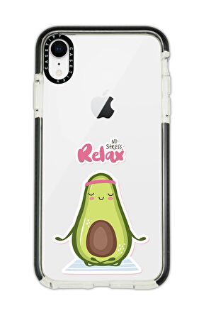 iPhone XR Casetify Relax Desenli Anti Shock Premium Silikonlu Siyah Kenar Detaylı Telefon Kılıfı