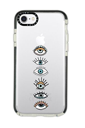 iPhone 6 Plus Casetify Renkli Gözler Desenli Anti Shock Premium Silikonlu Siyah Kenar Detaylı Telefon Kılıfı