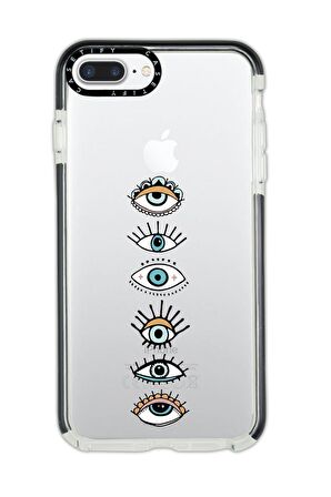iPhone 8 Plus Casetify Renkli Gözler Desenli Anti Shock Premium Silikonlu Siyah Kenar Detaylı Telefon Kılıfı