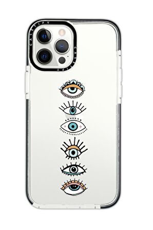 iPhone 12 Pro Max Casetify Renkli Gözler Desenli Anti Shock Premium Silikonlu Siyah Kenar Detaylı Telefon Kılıfı