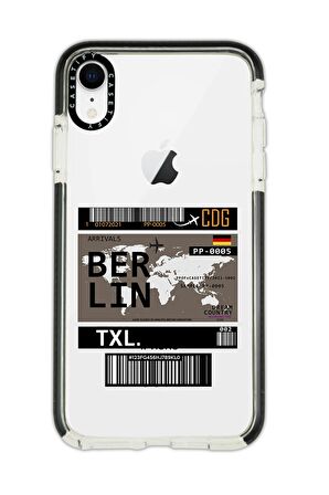 iPhone XR Casetify Berlin Ticket Desenli Anti Shock Premium Silikonlu Siyah Kenar Detaylı Telefon Kılıfı