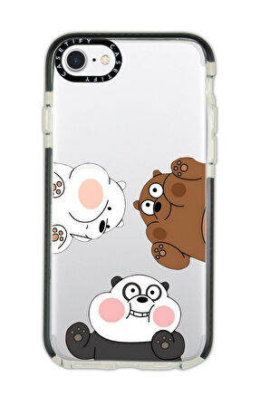 iPhone 6S Uyumlu Casetify Cute Animals Desenli Anti Shock Premium Silikonlu Siyah Kenar Detaylı Telefon Kılıfı