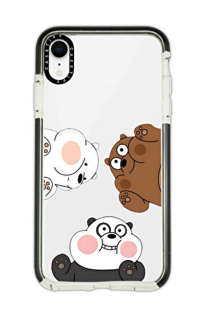 iPhone Xr Uyumlu Casetify Cute Animals Desenli Anti Shock Premium Silikonlu Siyah Kenar Detaylı Telefon Kılıfı