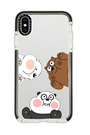 iPhone X Uyumlu Casetify Cute Animals Desenli Anti Shock Premium Silikonlu Siyah Kenar Detaylı Telefon Kılıfı