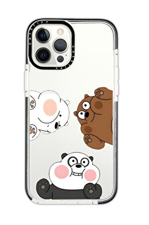 iPhone 13 Pro Max Uyumlu Casetify Cute Animals Desenli Anti Shock Premium Silikonlu Siyah Kenar Detaylı Telefon Kılıfı