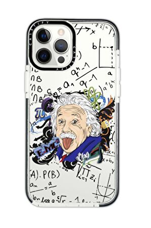 iPhone 13 Pro Casetify Einstein In Formula Desenli Anti Shock Premium Silikonlu Siyah Kenar Detaylı Telefon Kılıfı