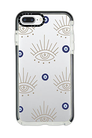 iPhone 8 Plus Uyumlu Casetify Evil Eye Desenli Anti Shock Premium Silikonlu Siyah Kenar Detaylı Telefon Kılıfı