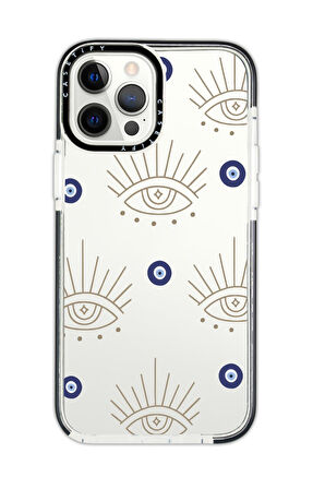 iPhone 13 Pro Uyumlu Casetify Evil Eye Desenli Anti Shock Premium Silikonlu Siyah Kenar Detaylı Telefon Kılıfı