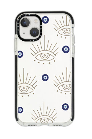 iPhone 14 Pro Uyumlu Casetify Evil Eye Desenli Anti Shock Premium Silikonlu Siyah Kenar Detaylı Telefon Kılıfı