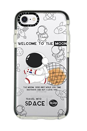 iPhone 6s Casetify Sevimli Astronot Desenli Anti Shock Premium Silikonlu Siyah Kenar Detaylı Telefon Kılıfı