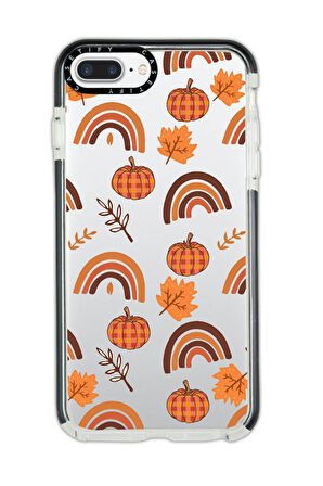 iPhone 8 Plus Uyumlu Casetify Sonbahar Desenli Anti Shock Premium Silikonlu Siyah Kenar Detaylı Telefon Kılıfı