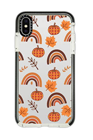 iPhone X Uyumlu Casetify Sonbahar Desenli Anti Shock Premium Silikonlu Siyah Kenar Detaylı Telefon Kılıfı