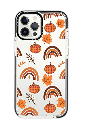 iPhone 12 Pro Max Uyumlu Casetify Sonbahar Desenli Anti Shock Premium Silikonlu Siyah Kenar Detaylı Telefon Kılıfı