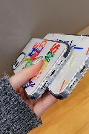 iPhone 12 Casetify The World Is Yours Desenli Anti Shock Premium Silikonlu Siyah Kenar Detaylı Telefon Kılıfı