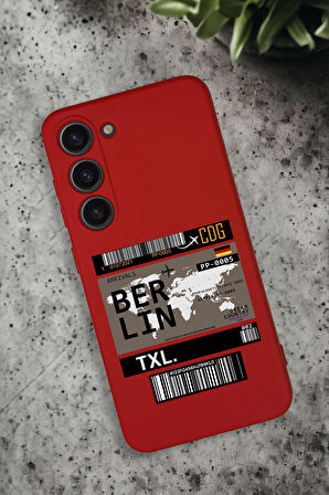 Samsung Galaxy S23 Uyumlu Berlin Ticket Desenli Premium Silikonlu Lansman Telefon Kılıfı