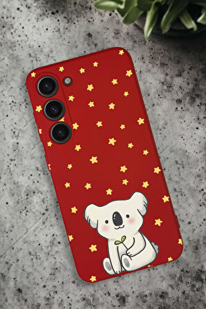 Samsung Galaxy S23 Uyumlu Koala Desenli Premium Silikonlu Lansman Telefon Kılıfı