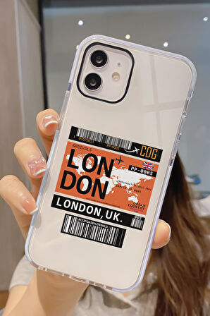 iPhone 12 Pro Uyumlu London Yaprak Desenli Candy Bumper Darbe Emici Silikonlu Telefon Kılıfı