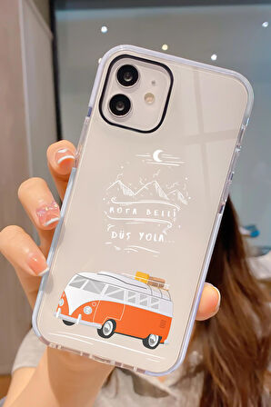 iPhone 12 Pro Uyumlu Rota Belli Desenli Candy Bumper Darbe Emici Silikonlu Telefon Kılıfı