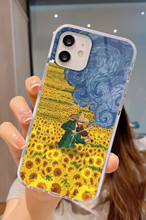 iPhone 12 Pro Uyumlu Sarı Çiçekler Desenli Candy Bumper Darbe Emici Silikonlu Telefon Kılıfı