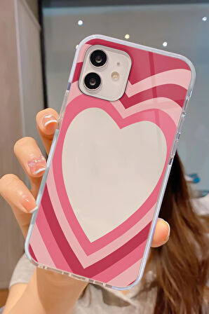 iPhone 12 Pro Uyumlu Kalp Desenli Candy Bumper Darbe Emici Silikonlu Telefon Kılıfı