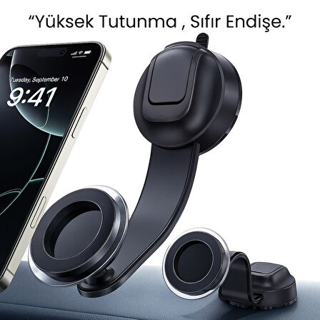 MagSafe Uyumlu Araç İçi Telefon Tutucu – Vakum Kilitli, Güçlü Manyetik, 360° Döner Esnek Tasarım