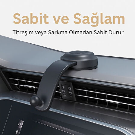 MagSafe Uyumlu Araç İçi Telefon Tutucu – Vakum Kilitli, Güçlü Manyetik, 360° Döner Esnek Tasarım