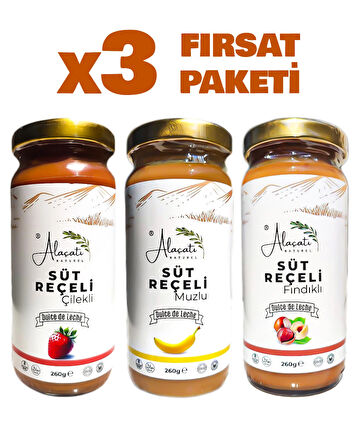Muzlu-Çilekli-Fındıklı Süt Reçeli 260g x3 Adet