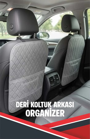 BMW 230 SERİSİ UYUMLU 2 ADET GRİ DERİ GRİ DİKİŞLİ ARAÇ İÇİ KOLTUK ORGANİZERİ