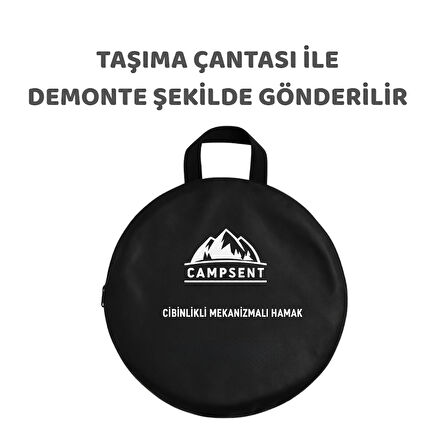 Mekanizmalı Cibinli Hamak 180KG Taşınabilir Kapasite Su Geçirmez Taşınabilir Çantalı Hamak Yeşil-Turuncu 240CM