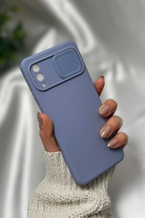 Samsung A02 Uyumlu Kamera Koruma Slider Kapaklı Silikonlu Telefon Kılıfı