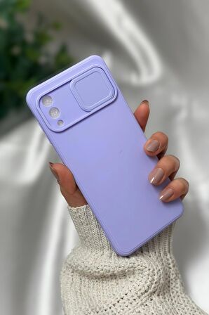 Samsung A02 Uyumlu Kamera Koruma Slider Kapaklı Silikonlu Telefon Kılıfı