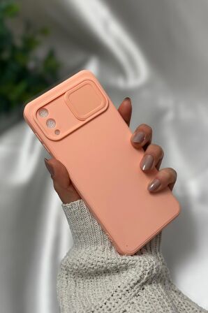 Samsung A02 Uyumlu Kamera Koruma Slider Kapaklı Silikonlu Telefon Kılıfı