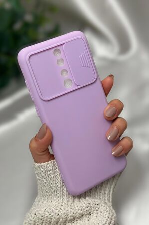 Xiaomi Redmi Note 8 Pro Uyumlu Kamera Koruma Slider Kapaklı Silikonlu Telefon Kılıfı