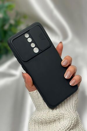 Xiaomi Redmi Note 8 Pro Uyumlu Kamera Koruma Slider Kapaklı Silikonlu Telefon Kılıfı