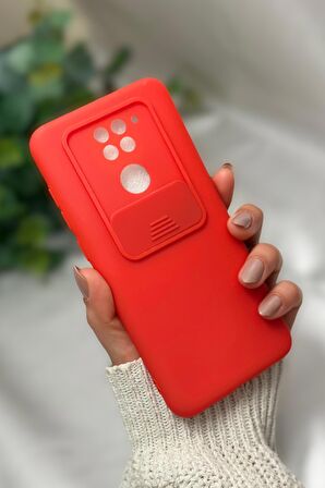 Xiaomi Redmi Note 9 Uyumlu Kamera Koruma Slider Kapaklı Silikonlu Telefon Kılıfı