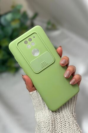 Xiaomi Redmi Note 9 Uyumlu Kamera Koruma Slider Kapaklı Silikonlu Telefon Kılıfı