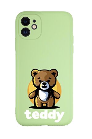 iPhone 11 Uyumlu Teddy Desenli Kamera Korumalı Lansman Kılıf Premium Silikonlu