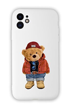 iPhone 11 Uyumlu Teddy Bear Desenli Kamera Korumalı Lansman Kılıf Premium Silikonlu MC90