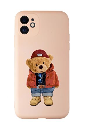 iPhone 11 Uyumlu Teddy Bear Desenli Kamera Korumalı Lansman Kılıf Premium Silikonlu MC90
