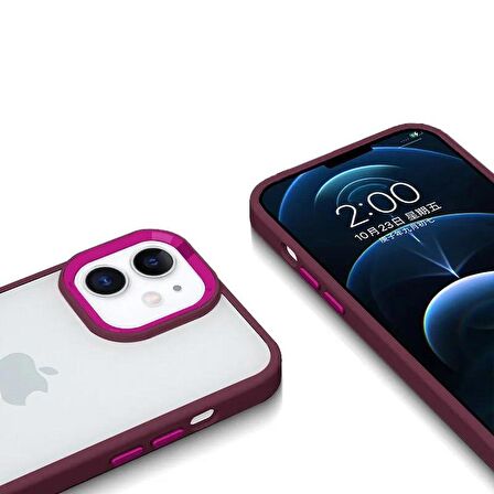 iPhone 12 Uyumlu Renkli Nikelaj Krom Kamera Koruma Yükselti Detaylı Kılıf