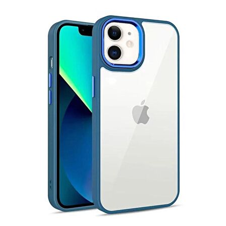 iPhone 12 Uyumlu Renkli Nikelaj Krom Kamera Koruma Yükselti Detaylı Kılıf