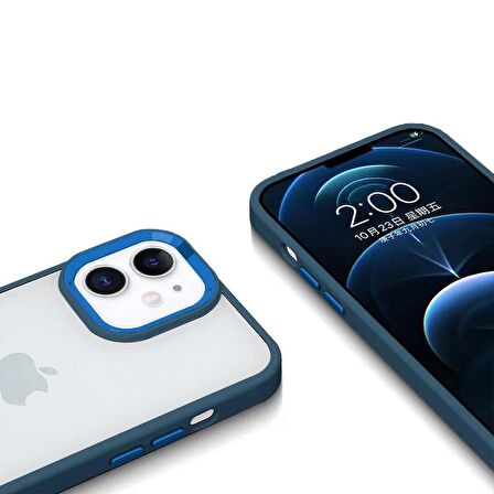 iPhone 12 Uyumlu Renkli Nikelaj Krom Kamera Koruma Yükselti Detaylı Kılıf