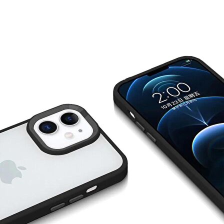 iPhone 12 Uyumlu Renkli Nikelaj Krom Kamera Koruma Yükselti Detaylı Kılıf